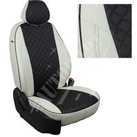 Авточехлы на сидения для Lada Largus (2 места)(2012-2021) - белый+черный РОМБ
