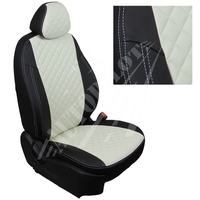 Авточехлы на сидения для Lada Largus (2 места)(2012-2021) - черный+белый РОМБ