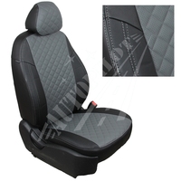 Авточехлы на сидения для Lada Largus (2 места)(2012-2021) - черный+серый РОМБ