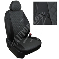Авточехлы на сидения для Lada Largus (2 места)(2012-2021) - черный+темно серый РОМБ